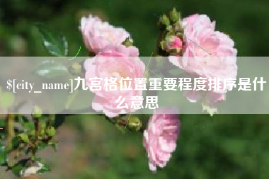 安宁九宫格位置重要程度排序是什么意思