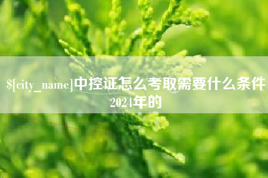 安宁中控证怎么考取需要什么条件2024年的